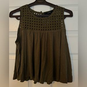 Army Green Flowy Cropped Tank Top